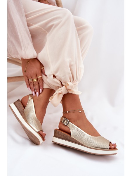 Leather Wedge Sandals Artiker 56C2312 Gold