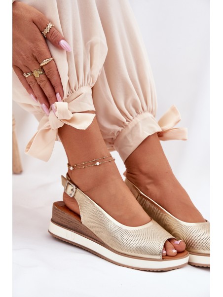 Leather Wedge Sandals Artiker 56C2312 Gold