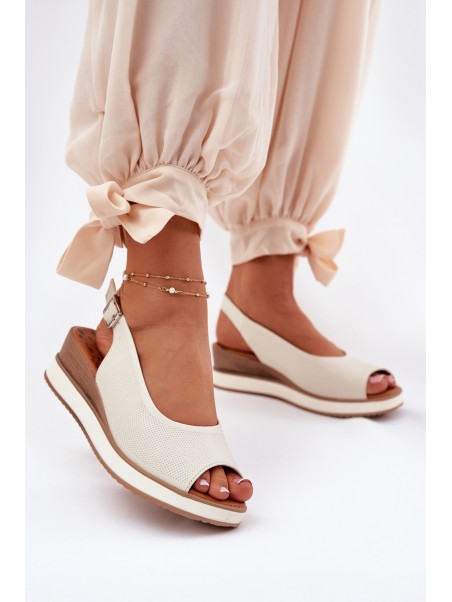 Leather Wedge Sandals Artiker 56C2316 Light Beige