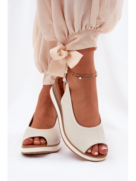Leather Wedge Sandals Artiker 56C2316 Light Beige