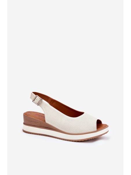 Leather Wedge Sandals Artiker 56C2316 Light Beige