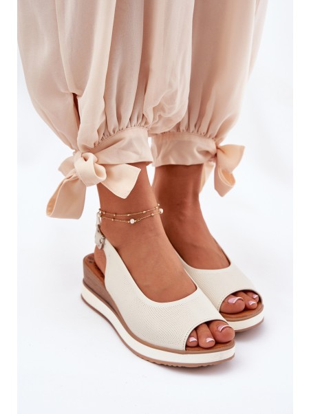 Leather Wedge Sandals Artiker 56C2316 Light Beige