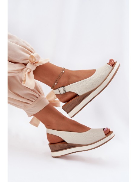 Leather Wedge Sandals Artiker 56C2316 Light Beige
