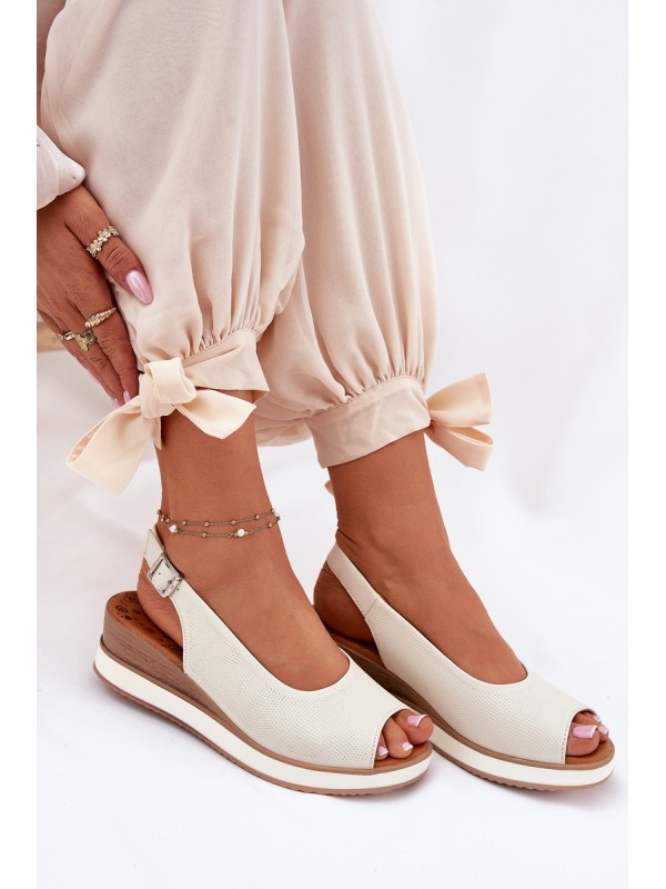 Leather Wedge Sandals Artiker 56C2316 Light Beige