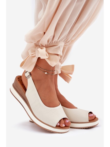 Leather Wedge Sandals Artiker 56C2316 Light Beige