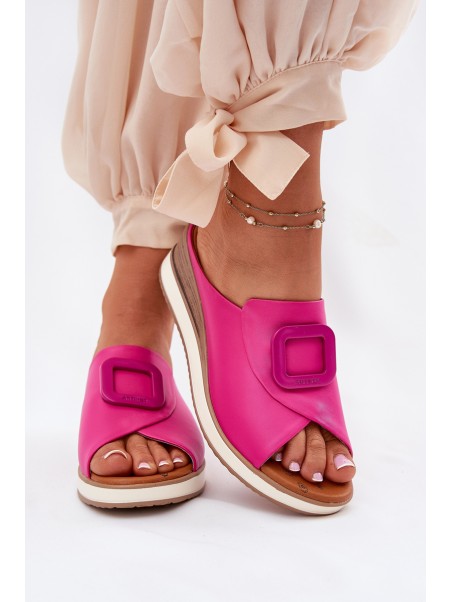 Womens Leather Wedge Sandals Fuchsia Artiker 56C2147