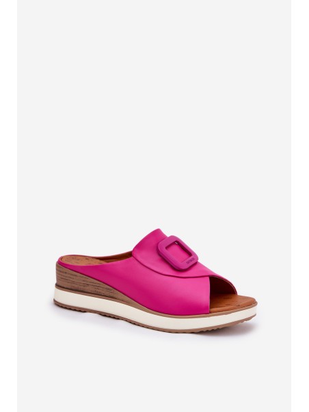 Womens Leather Wedge Sandals Fuchsia Artiker 56C2147