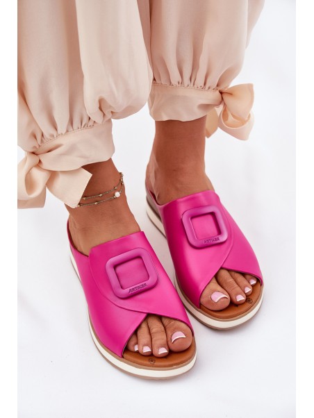 Womens Leather Wedge Sandals Fuchsia Artiker 56C2147