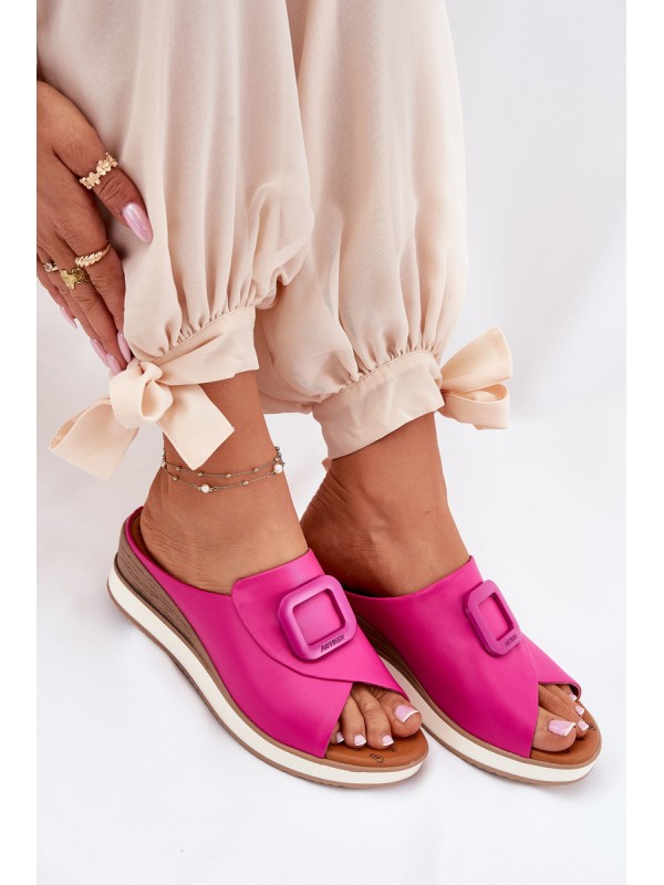 Womens Leather Wedge Sandals Fuchsia Artiker 56C2147