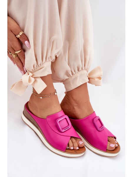 Womens Leather Wedge Sandals Fuchsia Artiker 56C2147