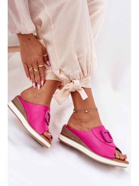 Womens Leather Wedge Sandals Fuchsia Artiker 56C2147