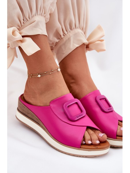 Womens Leather Wedge Sandals Fuchsia Artiker 56C2147