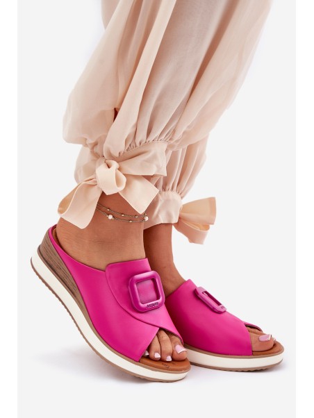 Womens Leather Wedge Sandals Fuchsia Artiker 56C2147