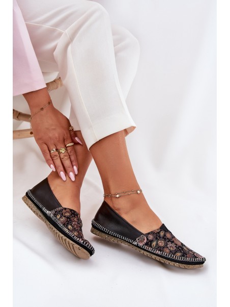 Leather Patterned Ballet Flats Maciejka T1929-71 Black