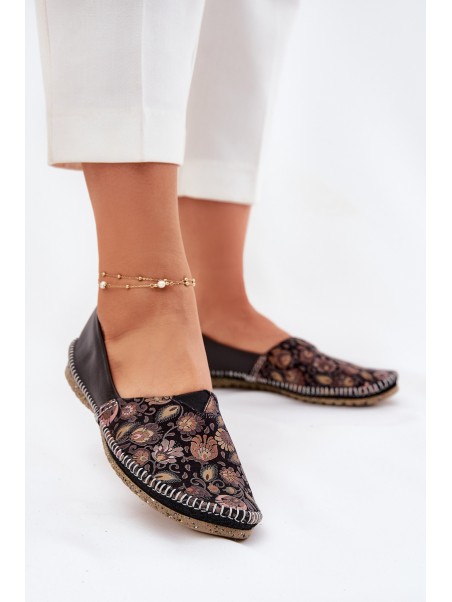 Leather Patterned Ballet Flats Maciejka T1929-71 Black