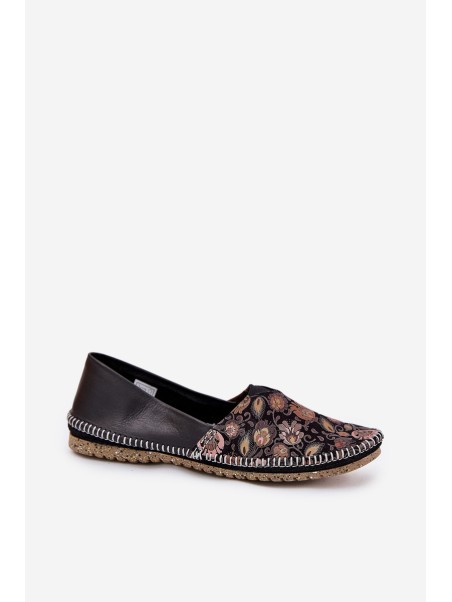 Leather Patterned Ballet Flats Maciejka T1929-71 Black