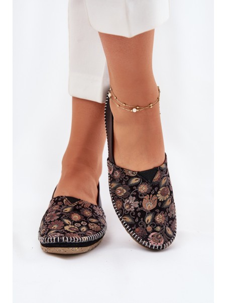 Leather Patterned Ballet Flats Maciejka T1929-71 Black