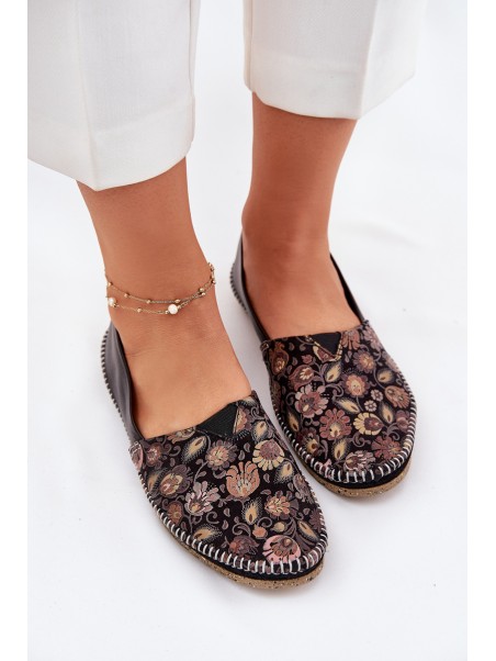 Leather Patterned Ballet Flats Maciejka T1929-71 Black
