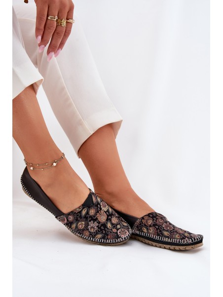 Leather Patterned Ballet Flats Maciejka T1929-71 Black