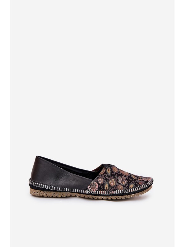 Leather Patterned Ballet Flats Maciejka T1929-71 Black