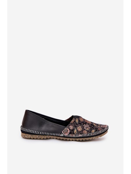 Leather Patterned Ballet Flats Maciejka T1929-71 Black