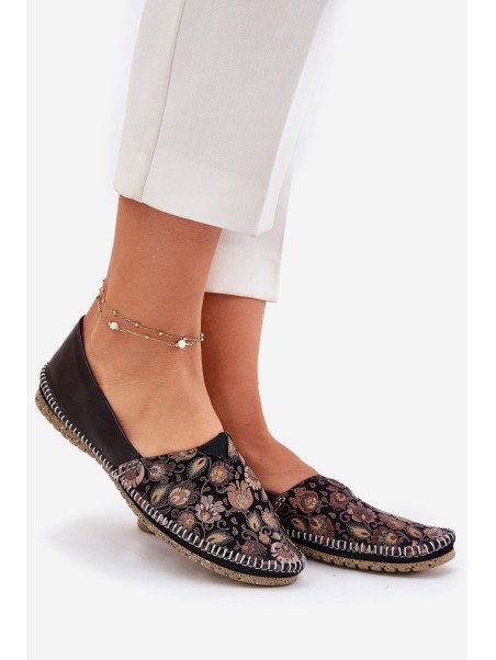 Leather Patterned Ballet Flats Maciejka T1929-71 Black
