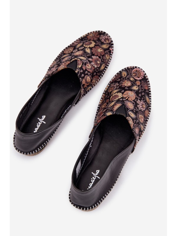 Leather Patterned Ballet Flats Maciejka T1929-71 Black