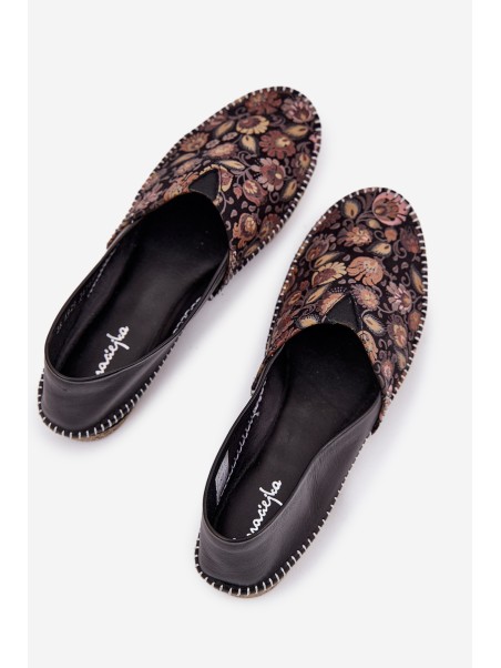 Leather Patterned Ballet Flats Maciejka T1929-71 Black