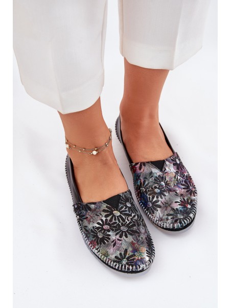 Leather Ballet Flats With Pattern Maciejka T1930-39 Black