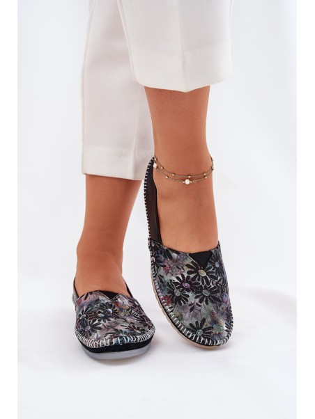Leather Ballet Flats With Pattern Maciejka T1930-39 Black