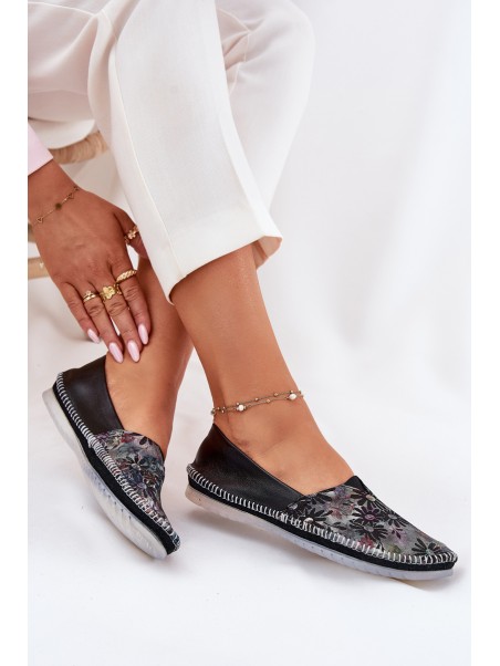 Leather Ballet Flats With Pattern Maciejka T1930-39 Black