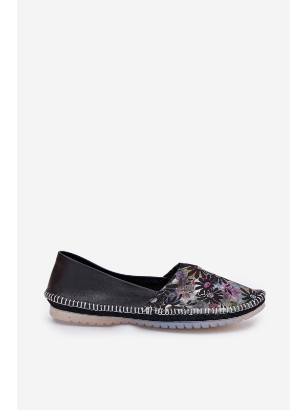 Leather Ballet Flats With Pattern Maciejka T1930-39 Black