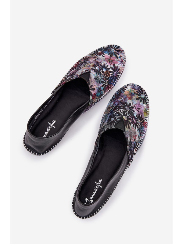 Leather Ballet Flats With Pattern Maciejka T1930-39 Black