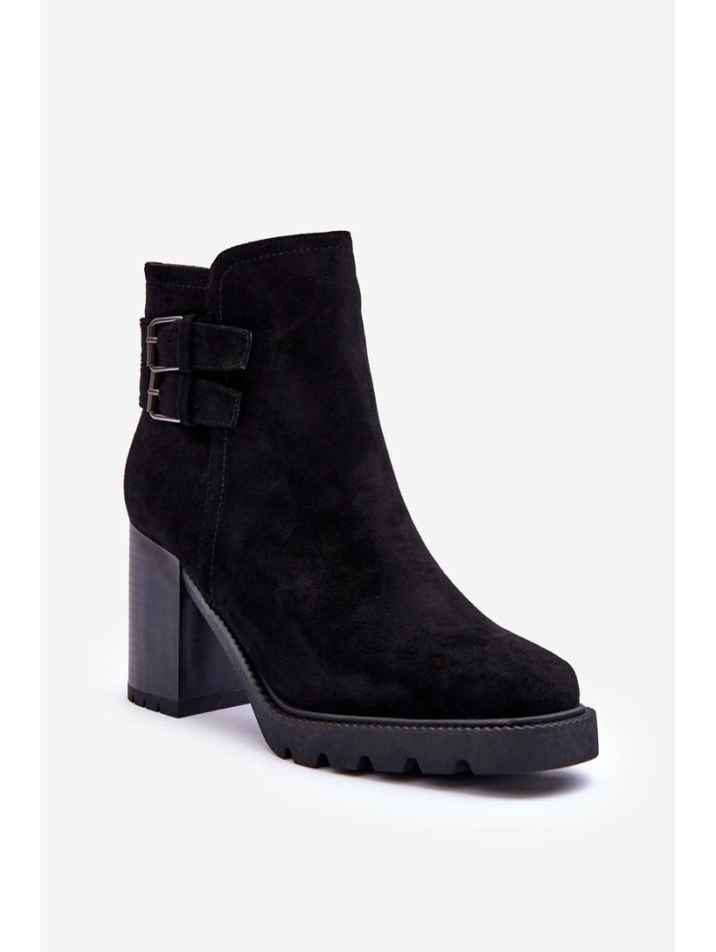 Suede Heeled Boots Black Makeline