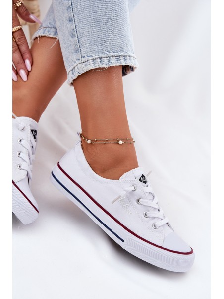 Moteriški sportbačiai su medžiaginiu padu Lee Cooper LCW-25-02-3296L balti