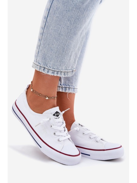 Moteriški sportbačiai su medžiaginiu padu Lee Cooper LCW-25-02-3296L balti
