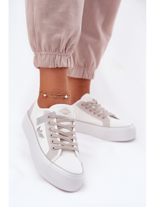 Moteriški sportbačiai ant platformos Lee Cooper LCW-25-31-3479L baltai pilki