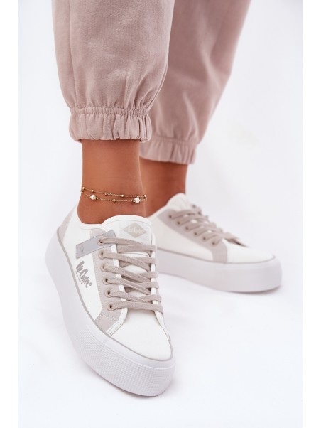 Women Sneakers On Platform Lee Cooper LCW-25-31-3479L White-Grey