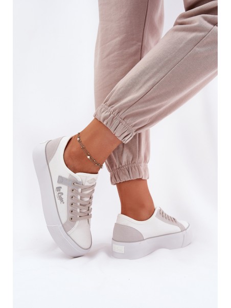 Moteriški sportbačiai ant platformos Lee Cooper LCW-25-31-3479L baltai pilki
