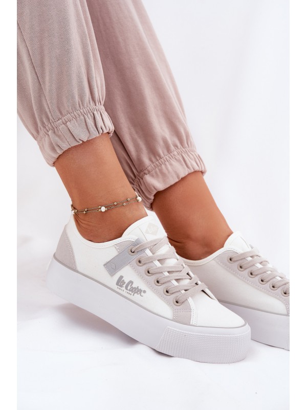 Moteriški sportbačiai ant platformos Lee Cooper LCW-25-31-3479L baltai pilki