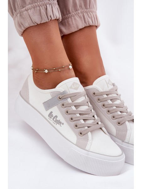 Moteriški sportbačiai ant platformos Lee Cooper LCW-25-31-3479L baltai pilki