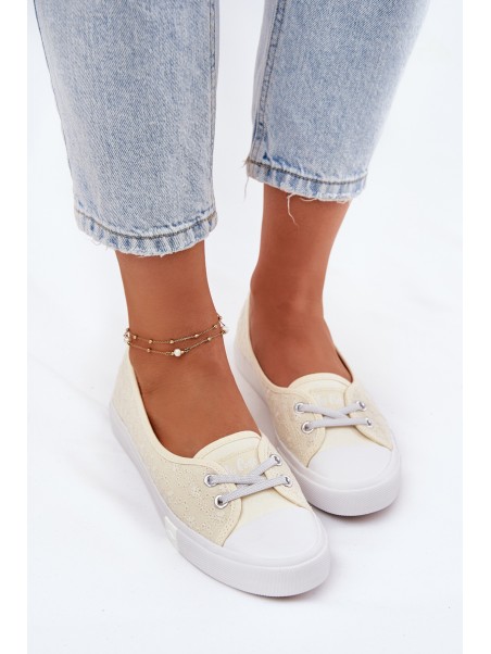 Ladies Sneakers With Embroidery Lee Cooper LCW-25-31-3445L Beige