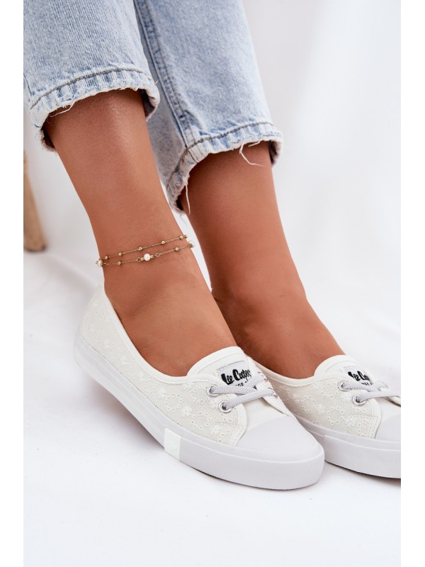 Moteriški sportbačiai su siuvinėjimu Lee Cooper, balti LCW-25-31-3447L