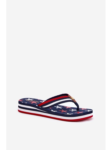 Women's wedge flip flops Big Star RR274A127 navy