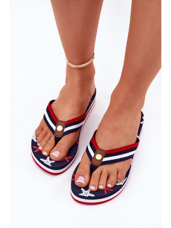 Women's wedge flip flops Big Star RR274A127 navy