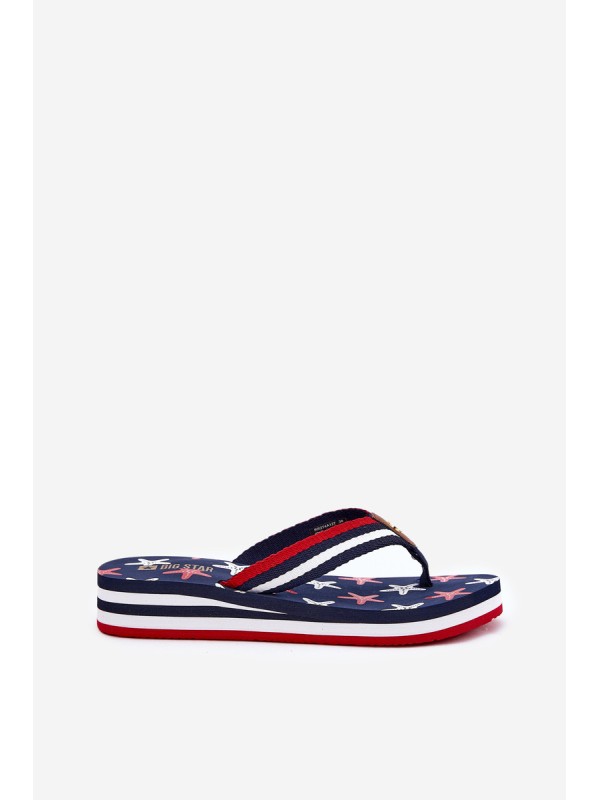 Women's wedge flip flops Big Star RR274A127 navy