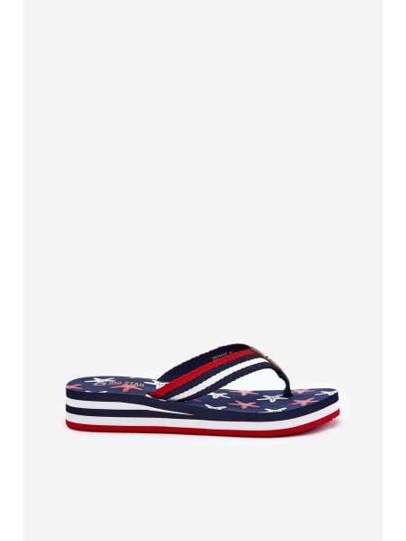 Women's wedge flip flops Big Star RR274A127 navy