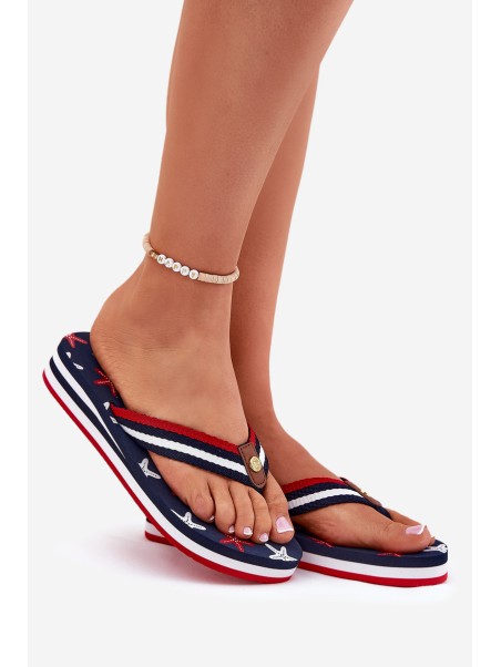 Women's wedge flip flops Big Star RR274A127 navy
