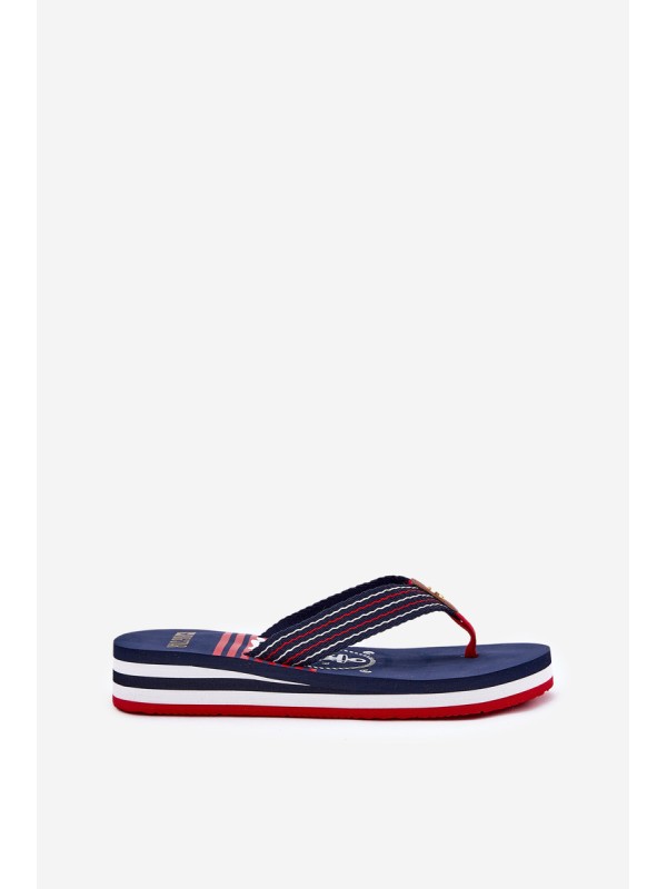 Women's Wedge Flip Flops Big Star RR274A126 Navy