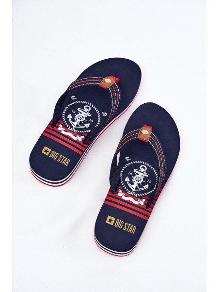 Women's Wedge Flip Flops Big Star RR274A126 Navy